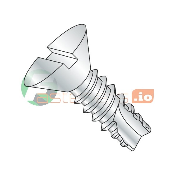 Newport Fasteners Thread Cutting Screw, #6 x 3/8 in, Zinc Plated Steel Flat Head Slotted Drive, 10000 PK 946406 - main